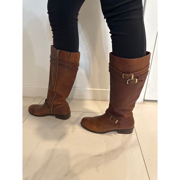 land’s End brown leather knee-high riding boots with buckle straps Size 9 - Picture 7 of 12